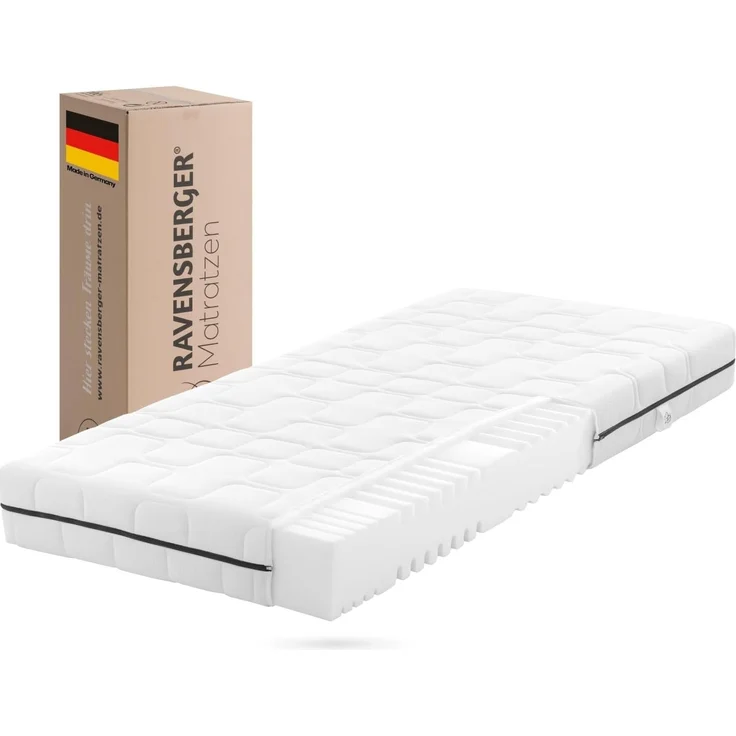 Komfortschaummatratze Comfortmatratze Ravo-PUR® mit RAVOTEX Funktio.., RAVENSBERGER Matratzen, 19 cm hoch, Ergonomisch, hohe Elastizität + Haltbarkeit, 7 Zonen, Made in Germany