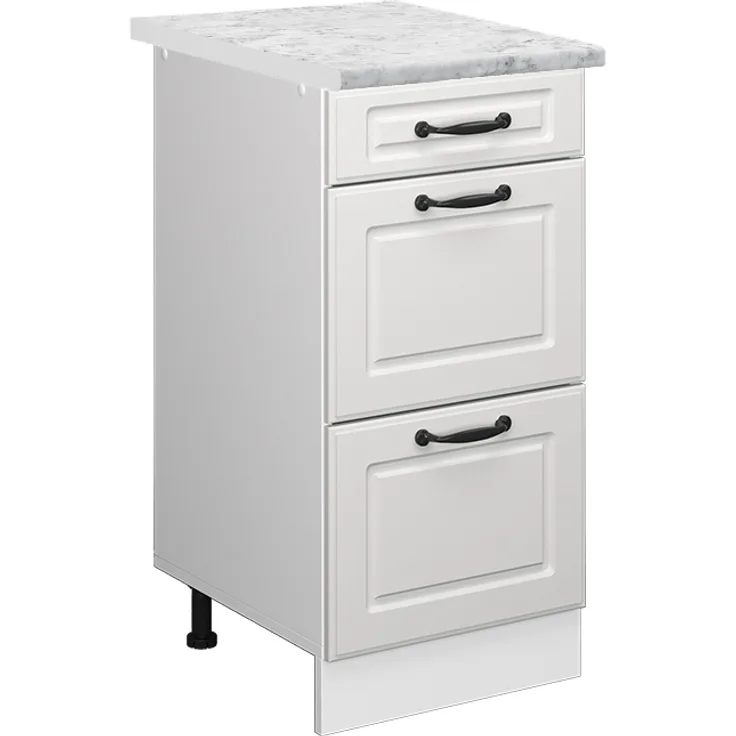 Küchenunterschrank R-Line Weiß Landhaus 40 cm AP Marmor Vicco