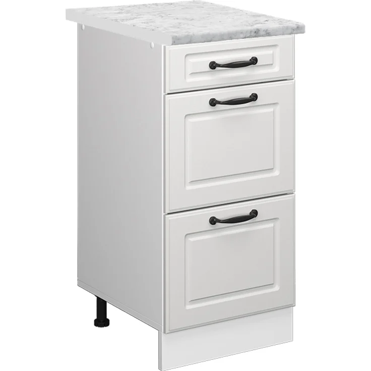 Küchenunterschrank R-Line Weiß Landhaus 40 cm AP Marmor Vicco – Bild 1