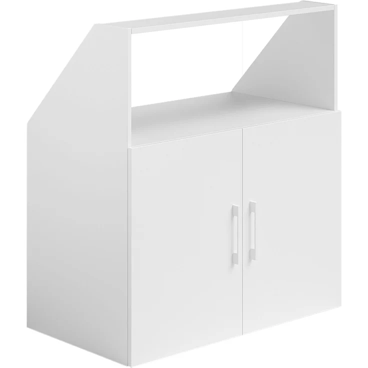 Bellamio 'Aland' Dachschrägenregal mit Türen und offenem Fach, weiß, 100x52x90 cm, Schrank für Dachschräge mit 3 Fächern – Bild 1