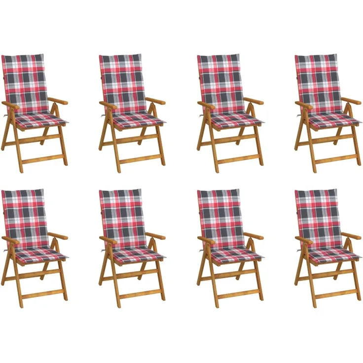 vidaXL Klappstühle mit Kissen, 8-teilig, aus massivem Akazienholz 3075067