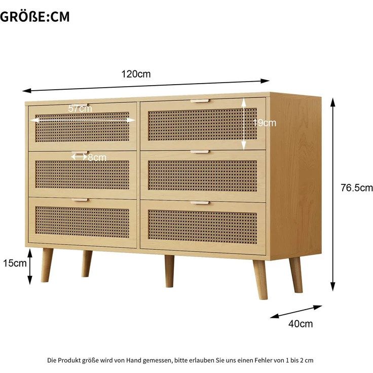 Kommode mit Schubladen, 120/40/76,5 cm, Schubladenkommode, Schubkastenkommode, Mehrzweckschrank – Bild 5