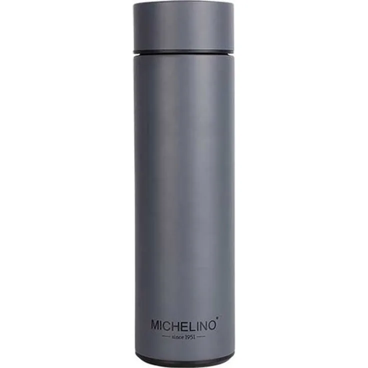 Michelino 0.5L Thermoskanne Edelstahl mit Temperatur Anzeige Doppelwandig Getränkespender Isolierkanne Kanne Kaffee Tee Teekanne Grau