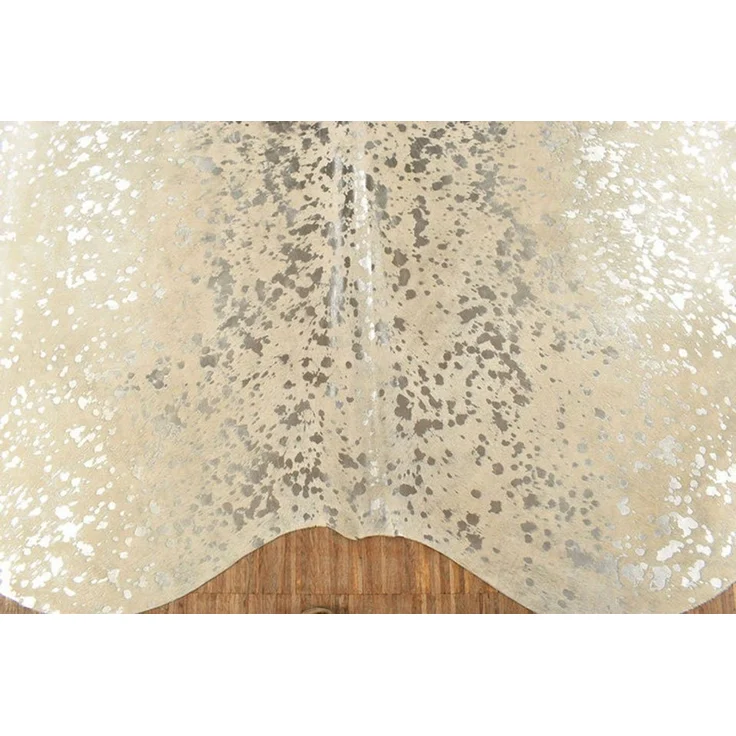 KUHFELL online & NOMAD Fellteppich Kuhfell Rinderfell Teppich hellgrau Silber & Gold Metallic Effekt XL – Bild 3