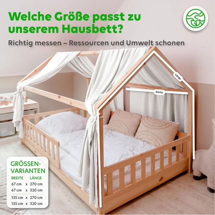 lilimaus Betthimmel Hausbett Himmel aus 100% Musselin-Baumwolle - in 12 Farben (1-tlg), Musselin Hausbett Himmel aus 100% Baumwolle, handgenäht – Bild 4