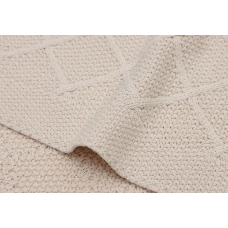 Jollein Check Knit Babydecke - 75 x 100 cm - Oatme – Bild 2