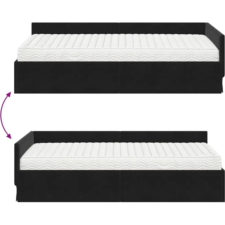 vidaXL Eckbettgestell mit Matratze Sonstiges 2 pcs Schwarz Samt 3393639 – Bild 12