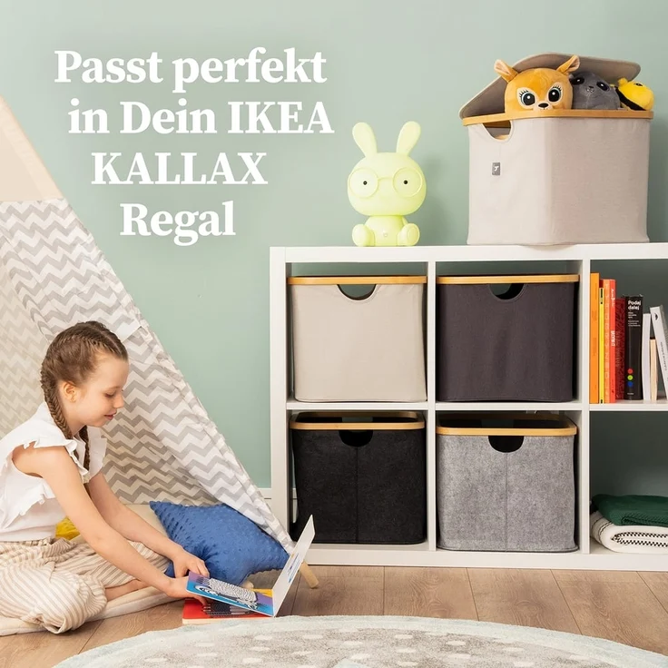 HENNEZ Wäschekorb Aufbewahrungsbox mit Deckel 40L, kompatibel mit IKEA KALLAX Regal, Aufbewahrungsboxen – Bild 5