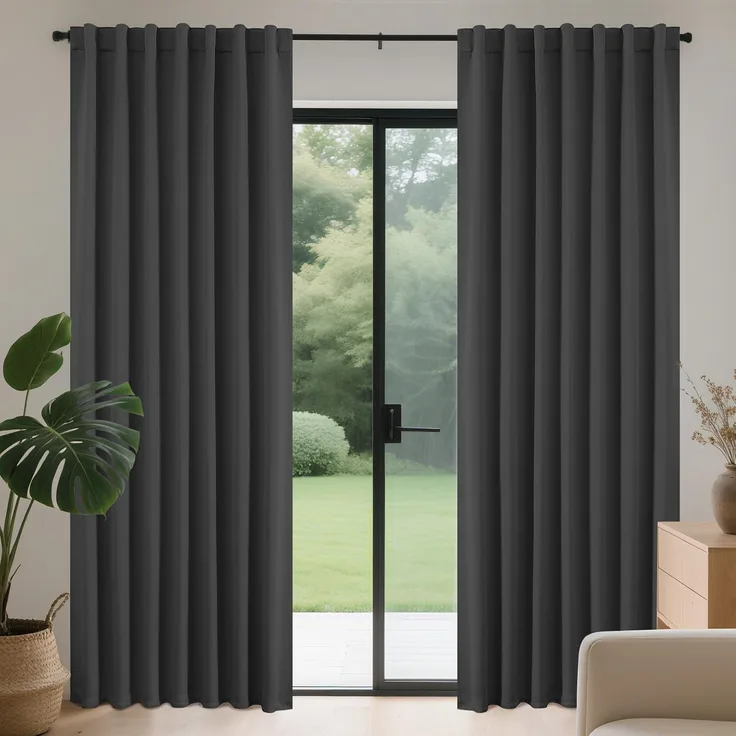 Joydeco Vorhänge mit Verdeckten Schlaufen 2er Set,H 228 x B 167 Dunkelgrau Verdunkelung Blickdicht Lang Vorhang Stangendurchzug Polyester Gardinen Blackout Curtains Schlafzimmer Wohnzimmer