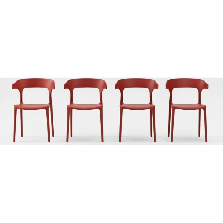 Lüllmann Besucherstuhl 4er Set Designerstuhl aus Polypropylen, mit Armlehnen, rostrot (Spar-Set, 4 St), Designerstuhl aus Kunststoff, robust, pflegeleicht – Bild 1
