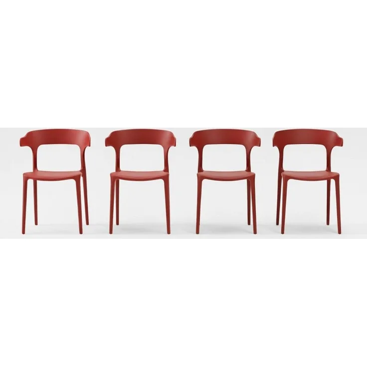 Lüllmann Besucherstuhl 4er Set Designerstuhl aus Polypropylen, mit Armlehnen, rostrot (Spar-Set, 4 St), Designerstuhl aus Kunststoff, robust, pflegeleicht