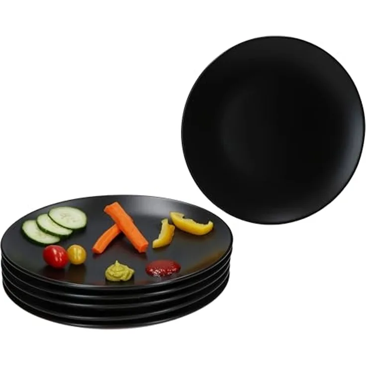 6x Panther Speiseteller Ø27,5cm schwarz Steingut 6 Personen