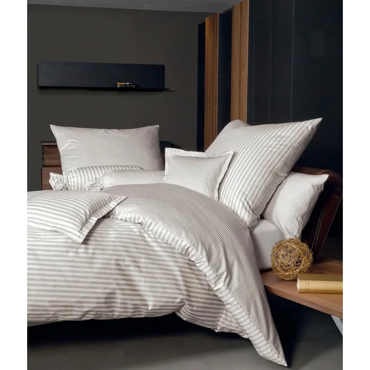 Mako-Satin-Bettwäsche Modernclassic 155 x 220 cm, Baumwolle, Naturmaterialien, Beige, Braun
