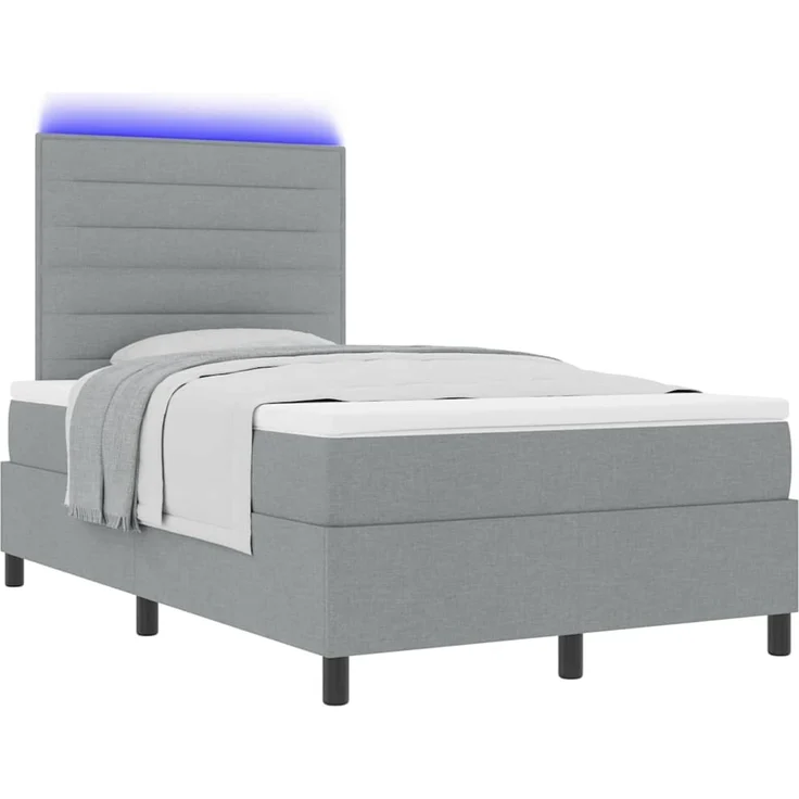 vidaXL Boxspringbett mit Matratze mit LED Hellgrau 120 x 190 cm Stoff 3342774 – Bild 3