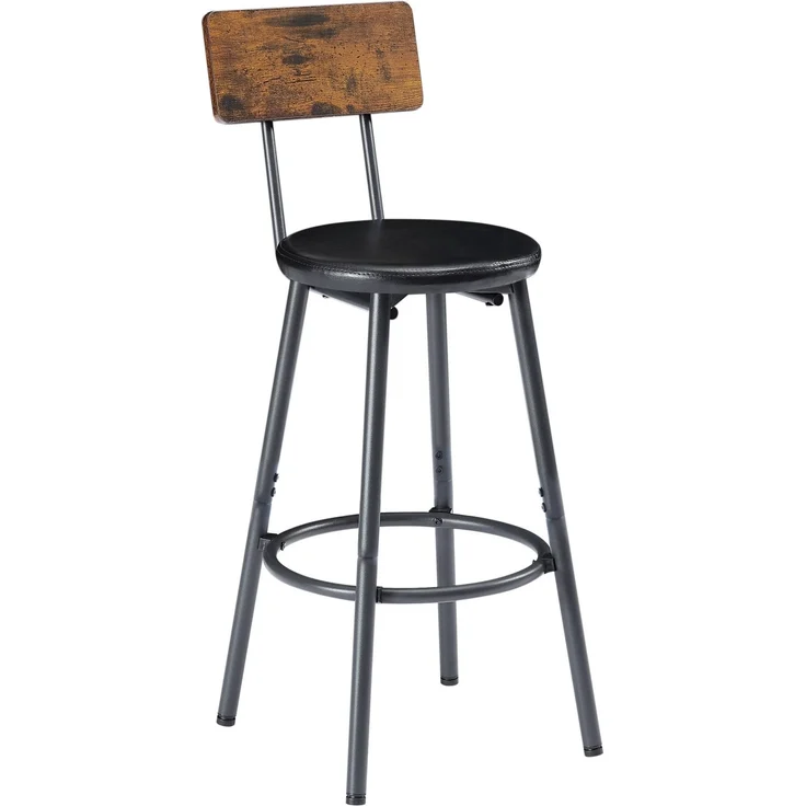 Bartisch-Set mit 3 PU-Hockern, 160x40x95,5 cm, Rustikales Braun/Schwarz – Bild 7