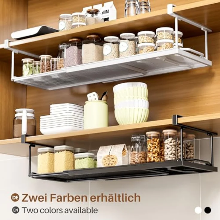 Yorbay Hängekorb Multifunktional Unterregal Hängekorb, Verstellbarer 38-70 cm, zusätzlicher Stauraum ohne Bohren, Weiß – Bild 6