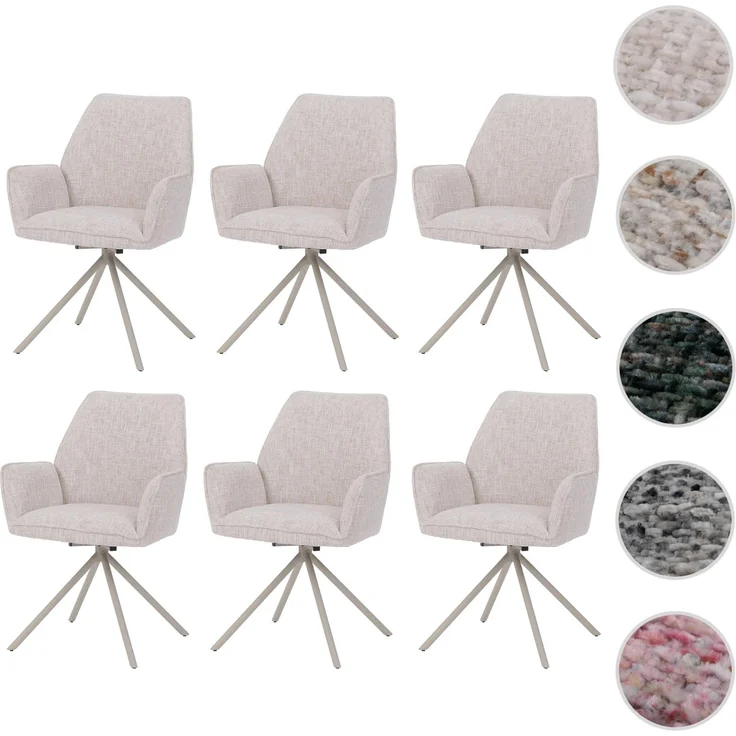 6er-Set Esszimmerstuhl HWC-G67, drehbar Auto-Position Metall Chenille (410g/m²) ~ Gestell creme, creme – Bild 10