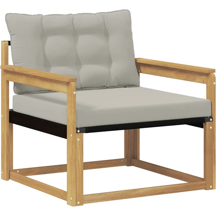 vidaXL Outdoor-Sofagarnitur Massives Akazienholz und Textilene Weiß 3439057 – Bild 2