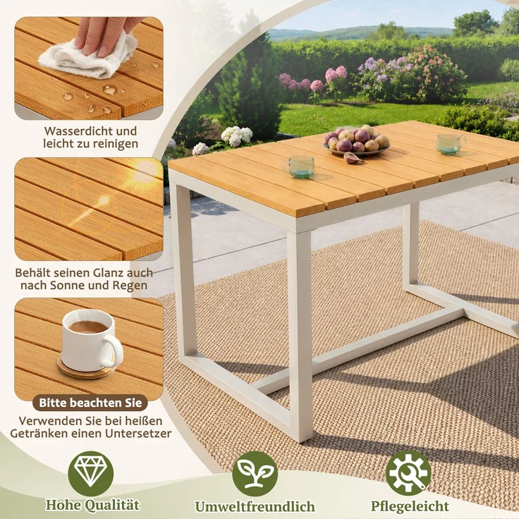 Merax 6-teiliges Gartenlounge-Set, Ecksofa mit 2 Sesseln & Tisch, wetterfestes Stahlgestell, Seilgeflecht-Design, Outdoor Lounge für Balkon & Terrasse, Beige – Bild 8
