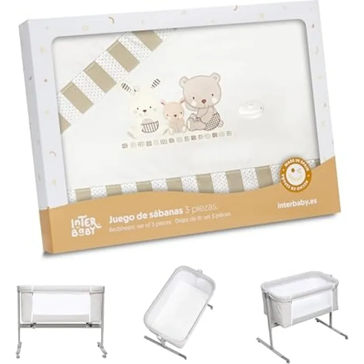 Interbaby 04100-05 Bettwäsche wiege - 100% Baumwolle - Modell: Love, beige, 0. 7 kg