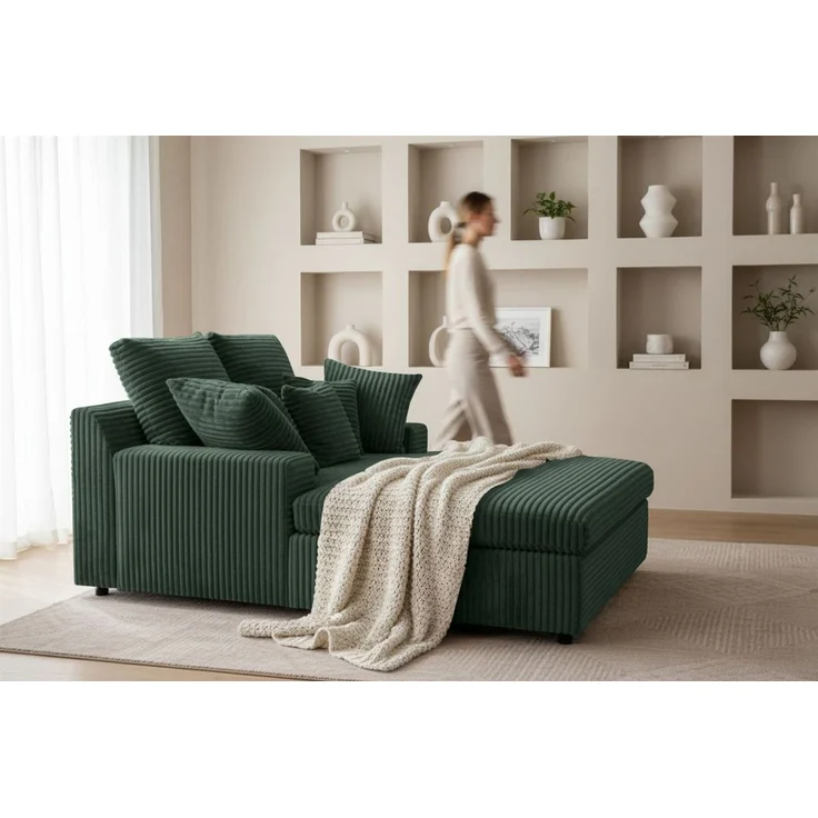 Lounge Chaiselongue AROSA Liege in Stoff Tilia Dunkelgrün – Bild 2