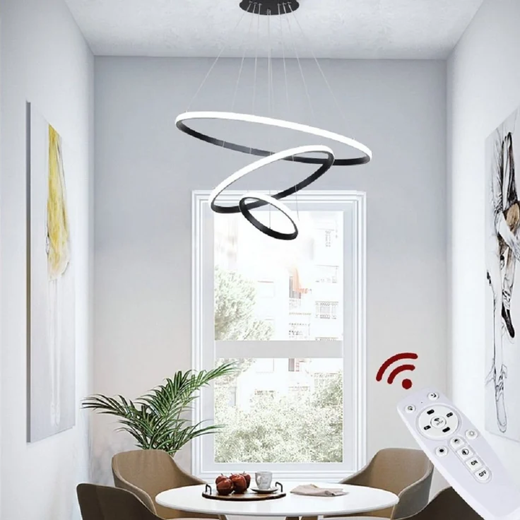 Euroton LED Pendelleuchte LED Pendelleuchte 20*40*60cm Fernbedienung dimmbar, LED fest integriert, Lichtfarbe kaltweiß - warmweiß 7000 k - 3000 k einstellbar – Bild 1