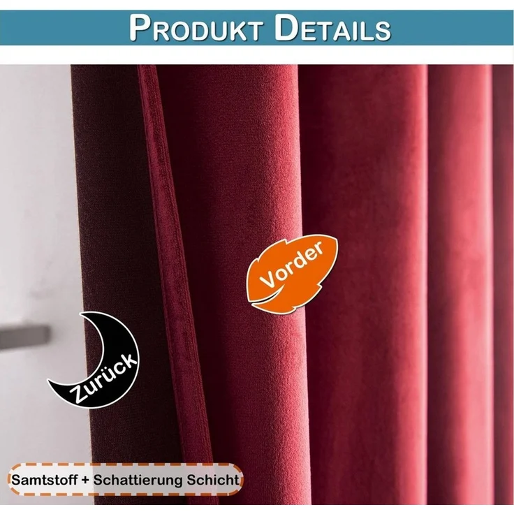 Sunicol Vorhang 2er Set Samtvorhänge Kräuselband Verdunkelungsvorhang, Blickdicht Velvet Gardinen für Schlafzimmer Wohnzimmer – Bild 2