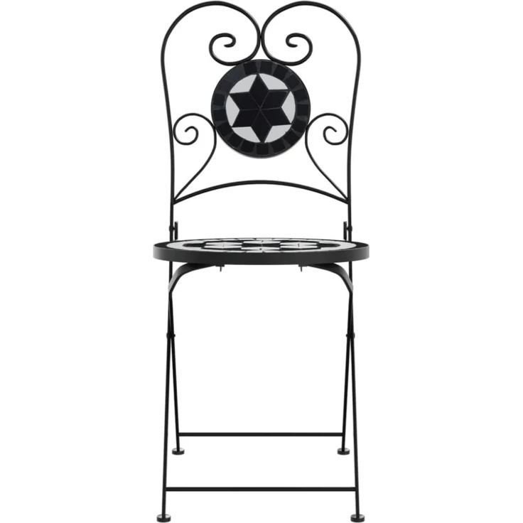 vidaXL Bistrostühle 2 Stk. Klappbar Schwarz und Weiß Keramik 4003405 – Bild 8