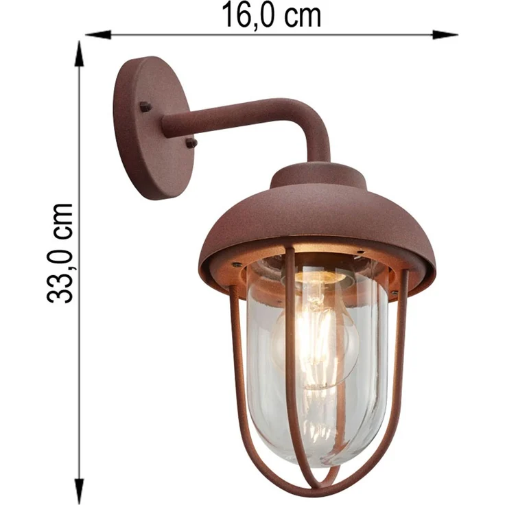 LED Wandleuchte, Laterne, Alu, rostfarben, H 33 cm – Bild 7