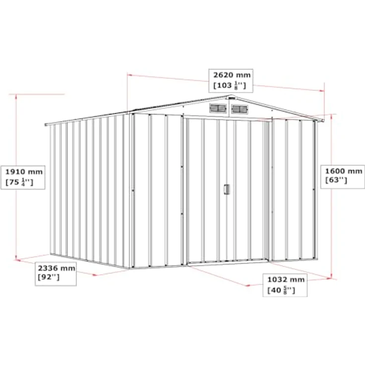 Duramax ECO 8x8 (5.89 m²) Metallgerätehaus, feuerverzinktes Metall gerätehaus - Geräteschuppen, verstärkte Dachkonstruktion, wartungsfreier und wetterfester Metallschuppen, Anthrazit – Bild 6