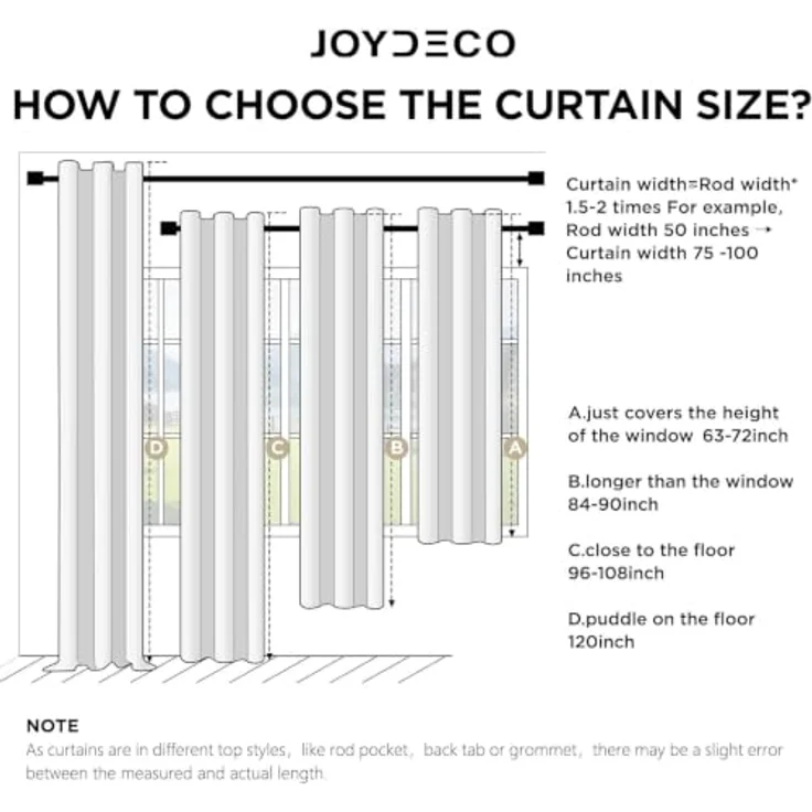 Joydeco Verdunkelungsvorhänge aus Leinen, 228,6 cm lang, 2 Paneele, wärmeisolierter Jutevorhang und Vorhänge, mit Ösen, Raumverdunkelung, strukturierte Vorhänge für Schlafzimmer Wohnzimmer (132,1 x – Bild 9