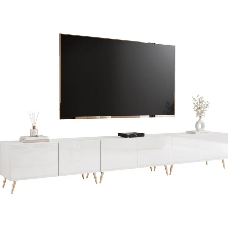 yourhouse24 Lowboard TV ANGEL 300 auf Füßen mit LED-Beleuchtung – Griffloses Design – Bild 1