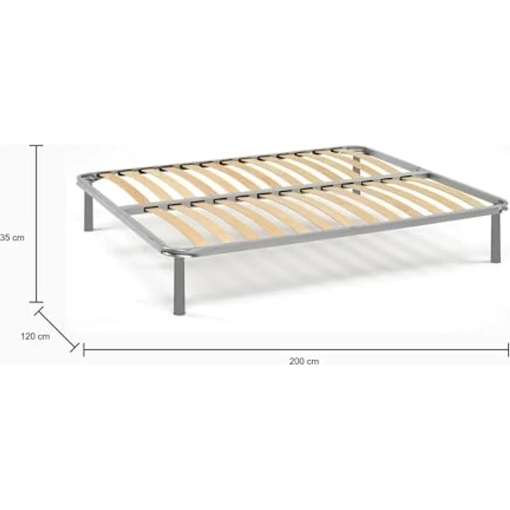 Talamo Italia - Orthopädisches Doppelbett Lattenrost Amelie, orthopädisches Untergestell aus Birkensperrholz mit 14 Lattenrosten, 100 % Made in Italy, 120 x 200 x 34 cm – Bild 2