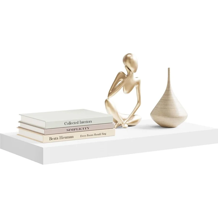 WOLTU Wandboard Wandregal CD DVD Regal Bücherregal Schweberegal Holz Board 50x22. 9x3. 8cm weiß für Büro, Wohnzimmer, Schlafzimmer, Küche RG9368ws – Bild 4