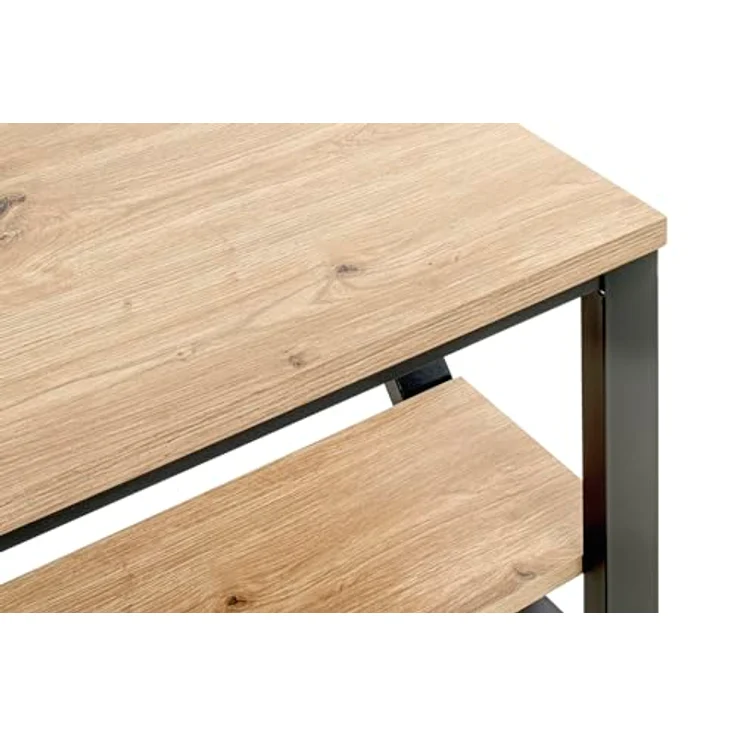 XXXL Beistelltisch, Schwarz und Eiche, quadratisch, Z-Form mit offenem Fach, 55x48x55 cm – Bild 7