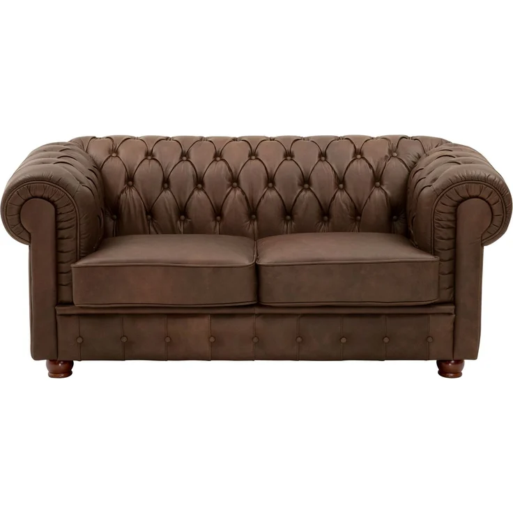 Sofa 2-Sitzer Kalea Echtleder (Antikoptik) braun – Bild 2