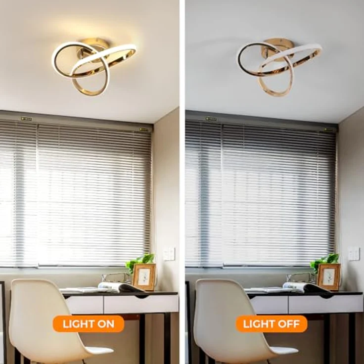 Comely 30W Deckenlampe LED, 3375LM Moderne LED Deckenleuchte, Stilvolles Design Gold Kronleuchter für Schlafzimmer, Wohnzimmer, Küche, Flur, Natürliches Licht 4500K – Bild 6