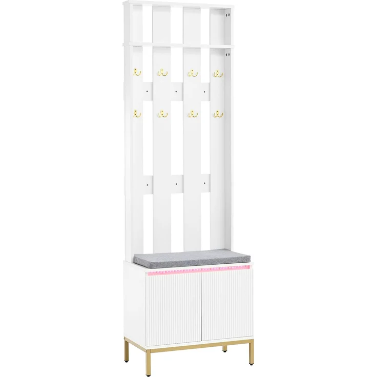 Kompaktgarderobe 60 x 35,5 x 191,5 cm aus MDF und Spanplatte, mit Sitzbank und Schuhschrank – Bild 6
