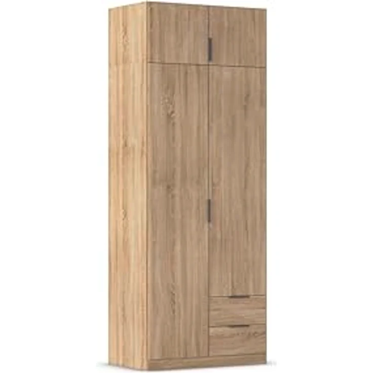 Rauch Möbel Lagoa, Kleiderschrank, Garderobe für Schlafzimmer, Kinderzimmer, Jugendzimmer 4-türig, 2 Schubladen, mit Zubehör Premium, Farbe Eiche Sonoma, Holz, Breite 91 – Bild 2