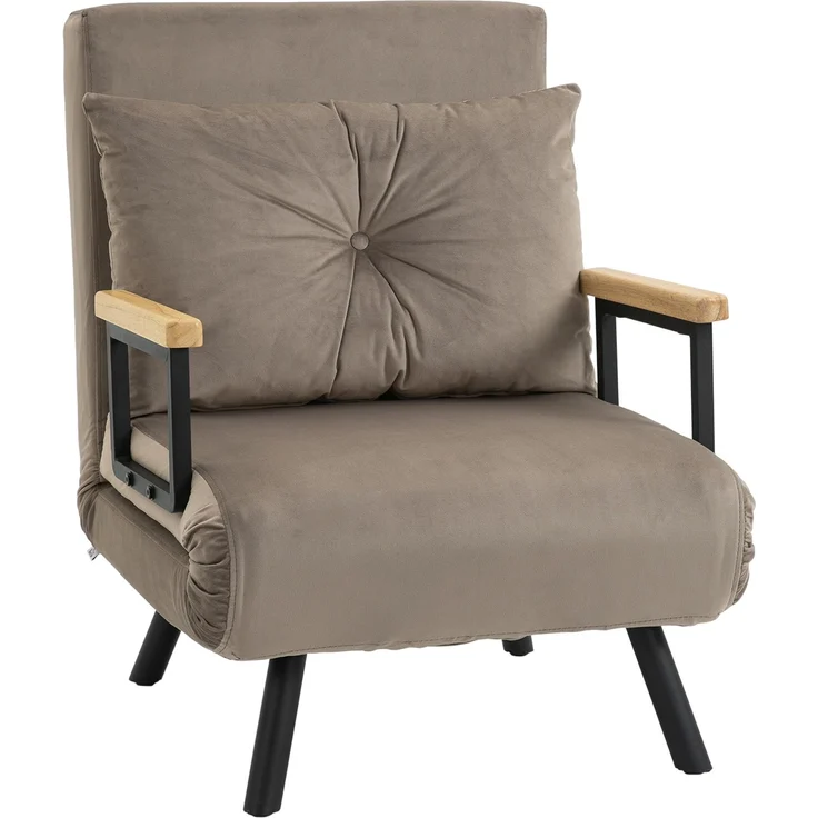 MELAYR, Schlafsessel, Gästebett, verstellbare Rückenlehne, bis 120 kg, Stahllrahmen, 63x73x81cm, Hellbraun, Braun – Bild 1