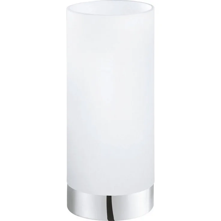 Eglo 95776 Tischleuchte Damasco 1 Stahl chrom, Glas satiniert weiß E27 1X60W H:21,5cm Ø10cm mit Kabelschalter