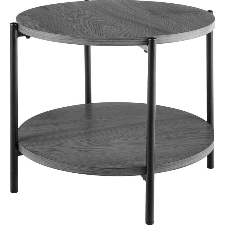 CLP Couchtisch Edduma rund aus Holz 2 Ebenen Metallgestell schwarz,grau Ø 50 cm – Bild 4