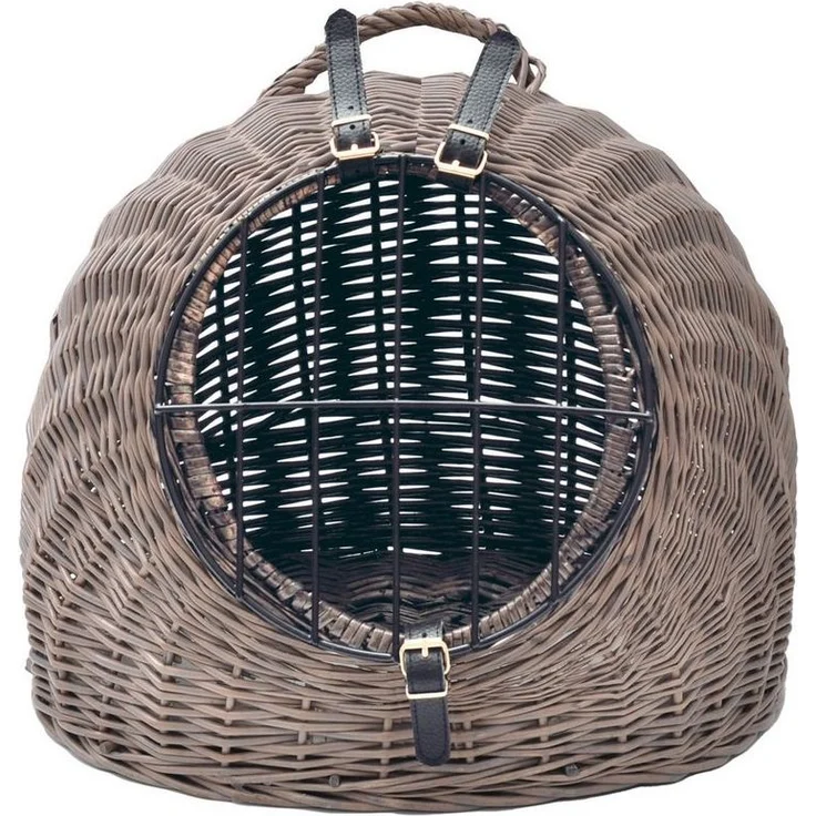 Aumüller Tierreisekorb Katzenhöhle/Transportkorb aus Vollweide, Vintage Grau/Braun inkl. L... – Bild 3