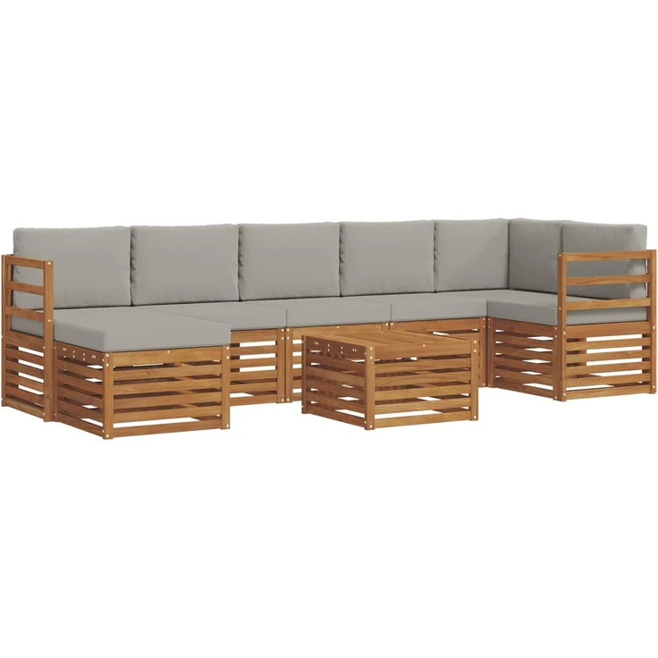 vidaXL Outdoor-Sofagarnitur 8 stk. 8-Sitzer Natur und Hellgrau 3375191 – Bild 2