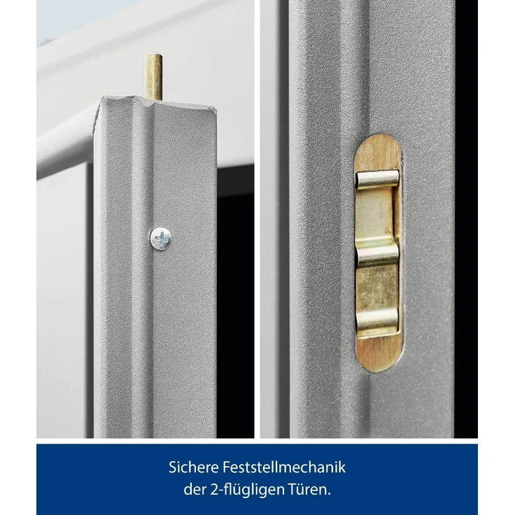 Hörmann Metall-Gerätehaus Berry Classic mit Pultdach Typ 2, 248 x 283 cm, weißaluminium, 7 m²,1-flüglige Tür – Bild 2