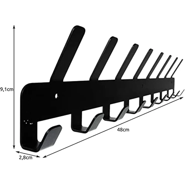 ISO TRADE Garderobenleiste Hakenleiste Kleiderhaken Wandhalter (Spar-Set, 1 St, 48cm mit 17 Haken), Kleiderbügel einfach an der Wand befestigen – Bild 2