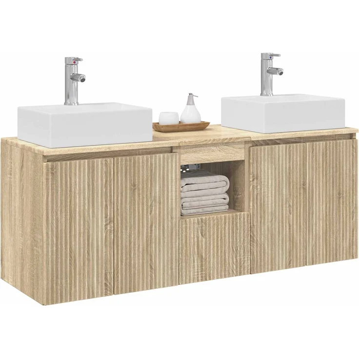 vidaXL Badezimmerschrank-Set 3 stk. Sonoma-Eiche 129 x 41 x 79,5 cm 3405649 – Bild 3
