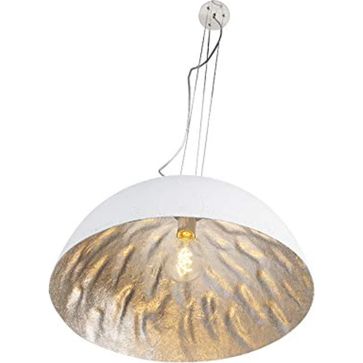 QAZQA Moderne Hängelampe Magna, Pendelleuchte in Weiß mit silbernem Innenleben, Ø 50cm, dimmbar, E27 Fassung – Bild 9