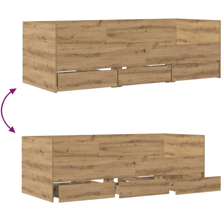 vidaXL Tagesbett mit Schubladen Kunsthandwerk Eiche Holzwerkstoff 3429636 – Bild 8