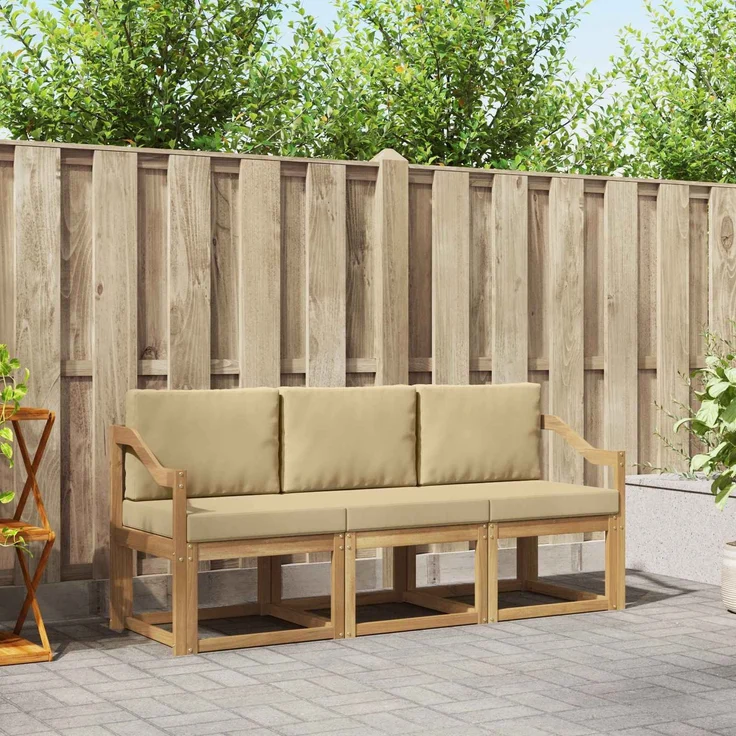vidaXL Outdoor-Sofagarnitur 3 stk. White and Beige 185.5 x 63 x 73 cm 3387192 – Bild 1